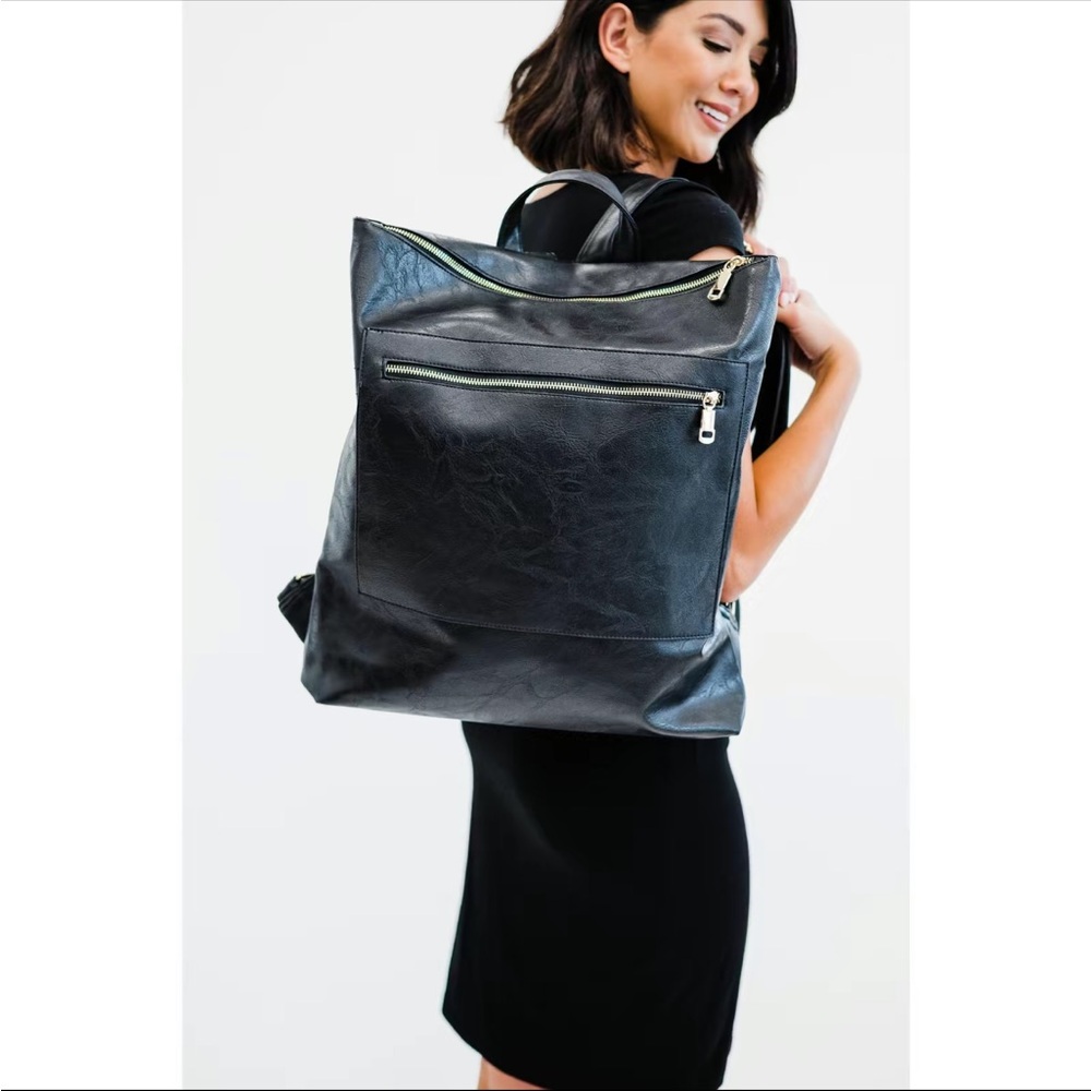 Modern And Chic Reese Oversized Backpack Black